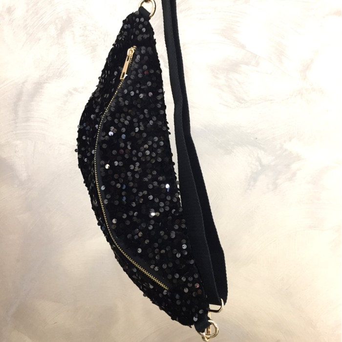 Sac banane sequins poche arrière extérieure zippée 0923515 noir