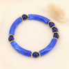 Bracelet élastique tubes coloré style antique acrylique pierre femme 0223535 bleu foncé