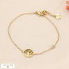 Bracelet médaillon arbre de vie en acier inoxydable strass femme 0223502 doré