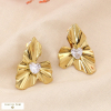 Boucles d'oreilles clip acier inoxydable fleur strass 0323505 doré
