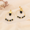 Boucles d'oreilles cercle pierre perles plates miyuki 0323549 noir