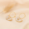 Boucles d'oreilles créoles étoile polaire acier inoxydable résine acétate façon écaille de tortue 0323550 naturel/beige