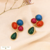 Boucles d'oreilles pendantes fermoirs CLIPS en acier et perles colorées 0323514 multi