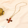 Collier oversize croix perles colorées et chaîne acier inoxydable 0123526 orange foncé