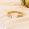Bracelet jonc ouvert acier froncé et strass blancs rectangles 0223520 doré