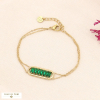 Bracelet pendentif ovale en acier inoxydable et rangée de strass facettés pour femme 0223514 vert aqua