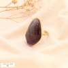 Bague oversized en acier inoxydable doré et pierre véritable facettée 0423511 violet