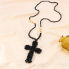 Sautoir perles facettées cristal et croix oversized 0123140 noir