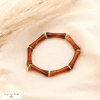 Bracelet tube bambou marbré élastique acétate métal femme 0223530 marron