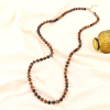 Sautoir en perles de pierres véritables et hématite pour femme 0123546 marron