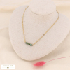 Collier acier inoxydable chic disques pierre naturelle femme 0123593 vert foncé