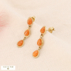 Boucles d'oreilles gouttes pierre naturelle femme 03235445 orange foncé