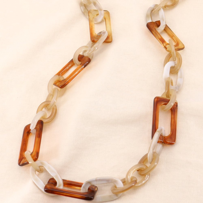 Sautoir gros maillons acétate marbré femme 0123590 marron