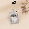 Lot x2 pin's flacon de parfum love, métal et strass pour femme 0623506 argenté