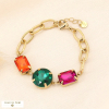 Bracelet perles strass baroques et chaîne acier inoxydable doré 0223512 multi