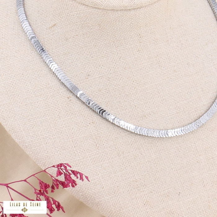 Collier perles flêches en hématite et acier inoxydable pour femme 0123560 argenté