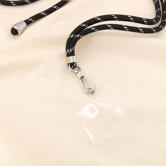 Cordon lanière téléphone portable multifonctionnel bandoulière réglable fils métallisés avec patch 0123098 noir/blanc