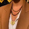 Collier chaîne maille tricotée en acier inoxydable pour femme 0123514