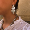 Boucles d'oreilles pendantes casual chic feuilles texturées en acier inoxydable 0323565 argenté