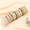 Ensemble de 10 bracelets acier inoxydable pierre strass acrylique femme 0223620 vert