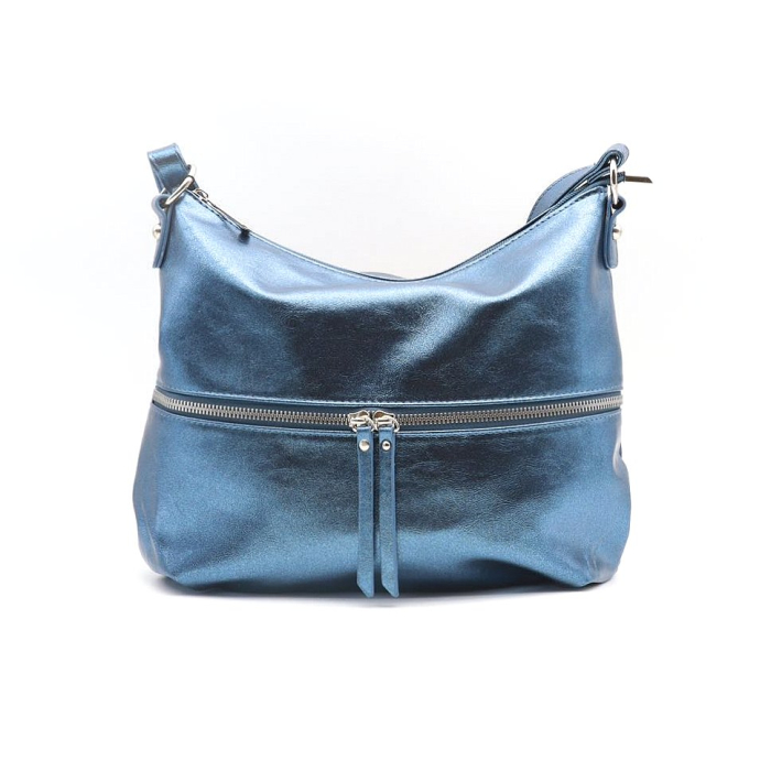 Besace porté épaule simili-cuir brillant pour femme 0923527 bleu