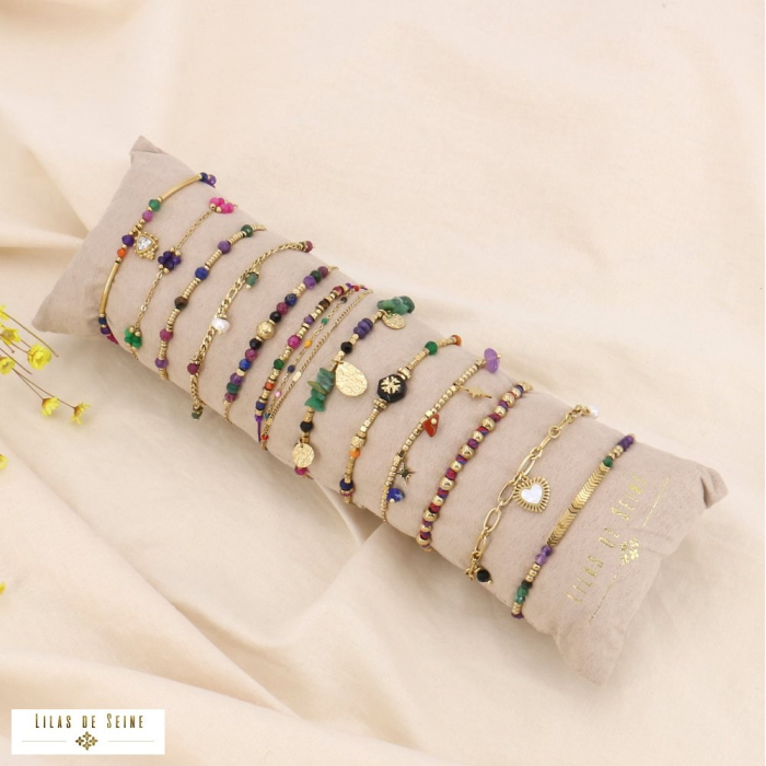 Ensemble de bracelets en acier, pierres, coeur, trèfle 0223552 multi
