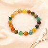 Bracelet élastique grosses perles en pierres véritables et acier 0223534 multi2