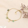 Bracelet étoiles polaires en acier et perles pierres 0223563 vert foncé