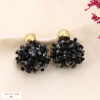 Boucles d'oreilles maxi boules perles strass vintage acier doré 0323541 noir