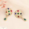 Boucles d'oreilles pendantes CLIP byzantines acier et pierres 0323629 multi