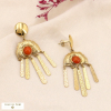 Boucles d'oreilles pendantes antique acier inoxydable pierre 0323605 orange foncé