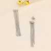 Boucles d'oreilles acier inoxydable strass cascade chaînes 0323591 argenté