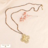 Sautoir acier inoxydable pendentif fleur ajourée billes...