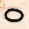 Bracelet élastique forme tube broderie de perles cristal pour femme 0223585 noir