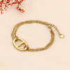 Bracelet multi-chaînes et grosse maille café en acier inoxydable pour femme 0223573 doré