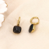 Boucles d'oreilles créoles acier et perles verre coloré 0323089 noir