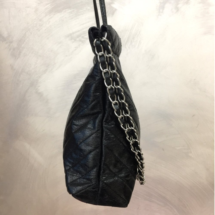 Sac à main porté épaule ou bandoulière simili-cuir matelassé brillant 0923532 noir