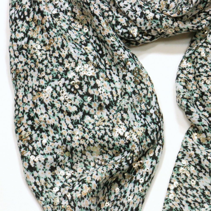 Foulard motif marguerites fleurs glitter femme 0724005 noir