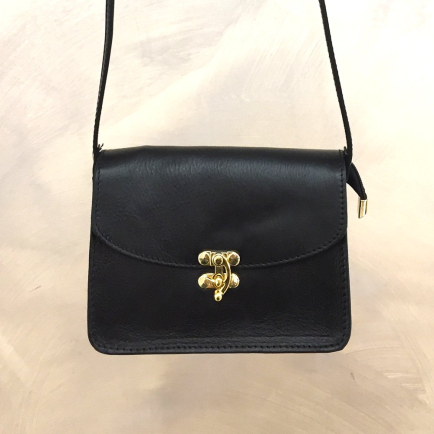 Sac à bandoulière rigide box fermoir pivotant CUIR VERITABLE 0922547 noir