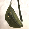 Sac banane cuir véritable daim 0924001 vert kaki