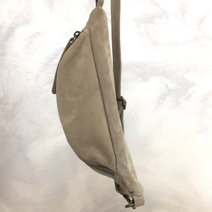 Sac banane cuir véritable daim 0924001 naturel/beige