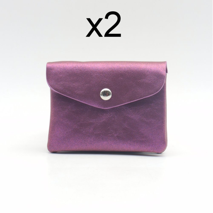 Porte-monnaie PM X2 simili-cuir irisé Flora&Co 2 compartiments 0924006 violet