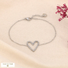 Bracelet acier inoxydable pendentif coeur ajouré strass 0223589 argenté