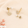 Boucles d'oreilles sous-lobe acier inoxydable coeur perle 0324013 naturel/beige