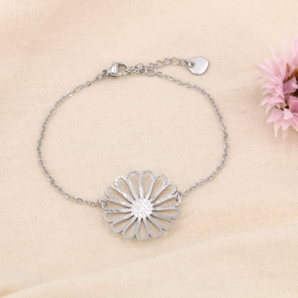 Bracelet inoxydable pendentif fleur ajourée 0224023 argenté