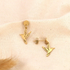 Boucles d'oreilles acier inoxydable oiseau colibri en vol 0324050 doré