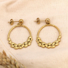 Boucles d'oreilles acier inoxydable anneau pétales 0324053 doré