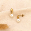 Boucles d'oreilles acier inoxydable goutte perle acrylique 0323594 doré
