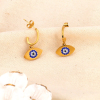 Boucles d'oreilles acier inoxydable oeil bleu strass 0323575 doré