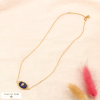 Collier acier inoxydable pendentif oeil pierre naturelle 0124014 bleu foncé